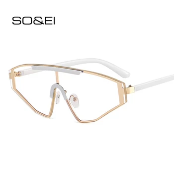 

SO&EI Fashion Rimless Cat Eye Women Sunglasses Vintage Colorful One Piece Female Sun Glasses Shades UV400 Men Punk Eyewear