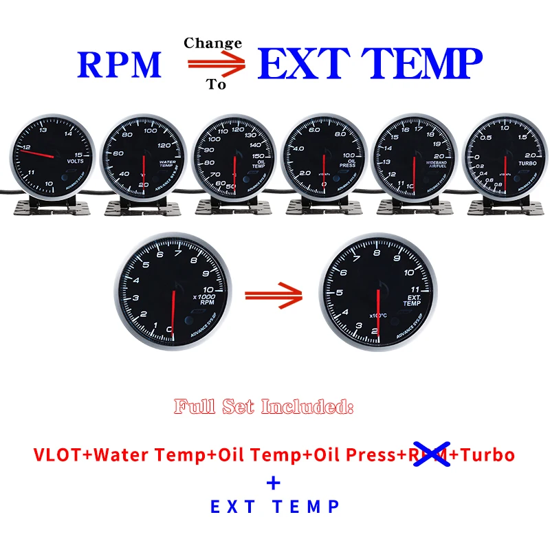 Defi Advance BF система Маргаритка цепь Автоматический Датчик Вольт температура воды Температура масла пресс тахометр об/мин турбо Boost с коробкой управления - Цвет: NOZD-123478