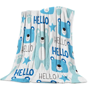 

Bear Nose Cyan Ears Paw Seal Throw Blanket Sofa Bed Throw Blanket Kid Adult Warm Blanket for Beds Coral Fleece Fabric