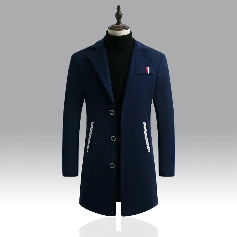 Новое пальто шерстяное длинное теплое Hombre мужские пальто толстые зимние осенние ветровки мужские модные деловые повседневные ветрозащитные термо