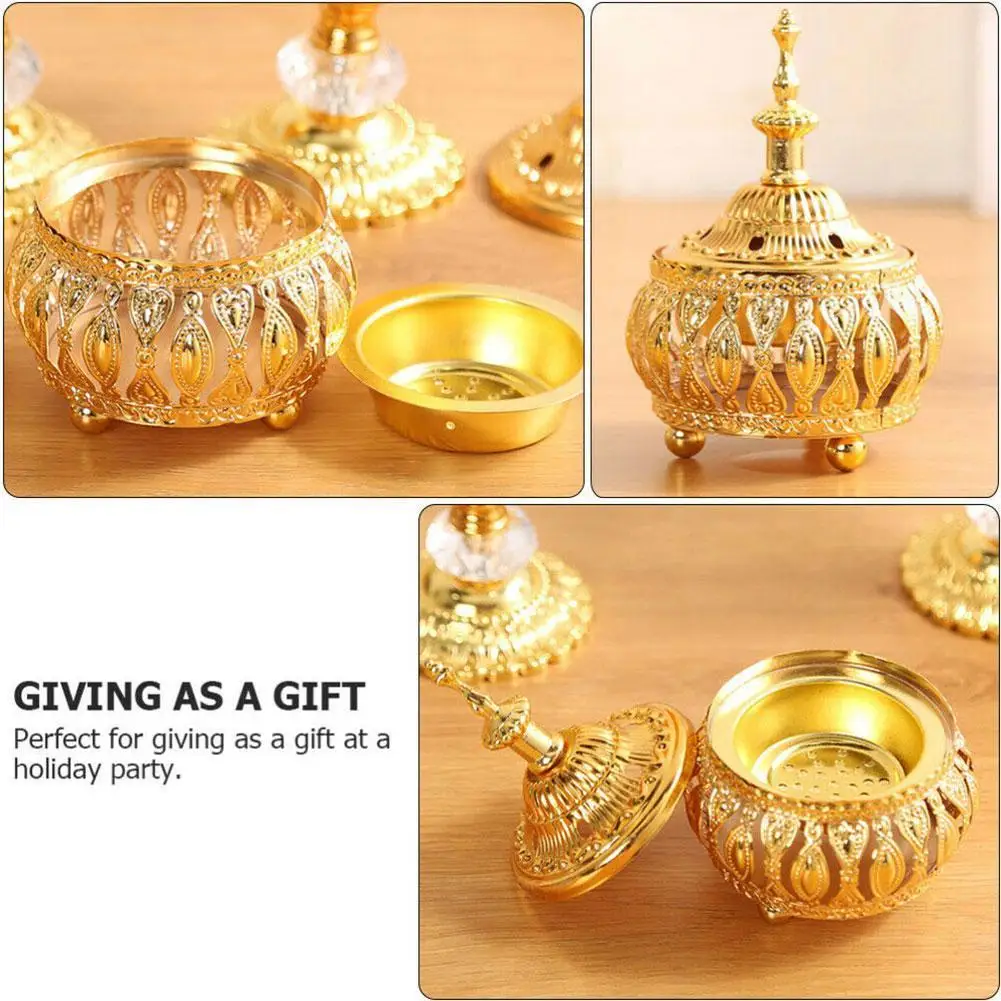 Small Electroplate Golden Metal Incense Burners Portable Buddhism Burner Home Holder House Yoga Porcelain Censer Te A6C8 | Дом и сад