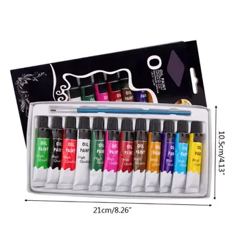 

2020 New 12 Colors Oil Painting Paint Drawing Pigment 12ml Tubes with Brush Art Supplies
