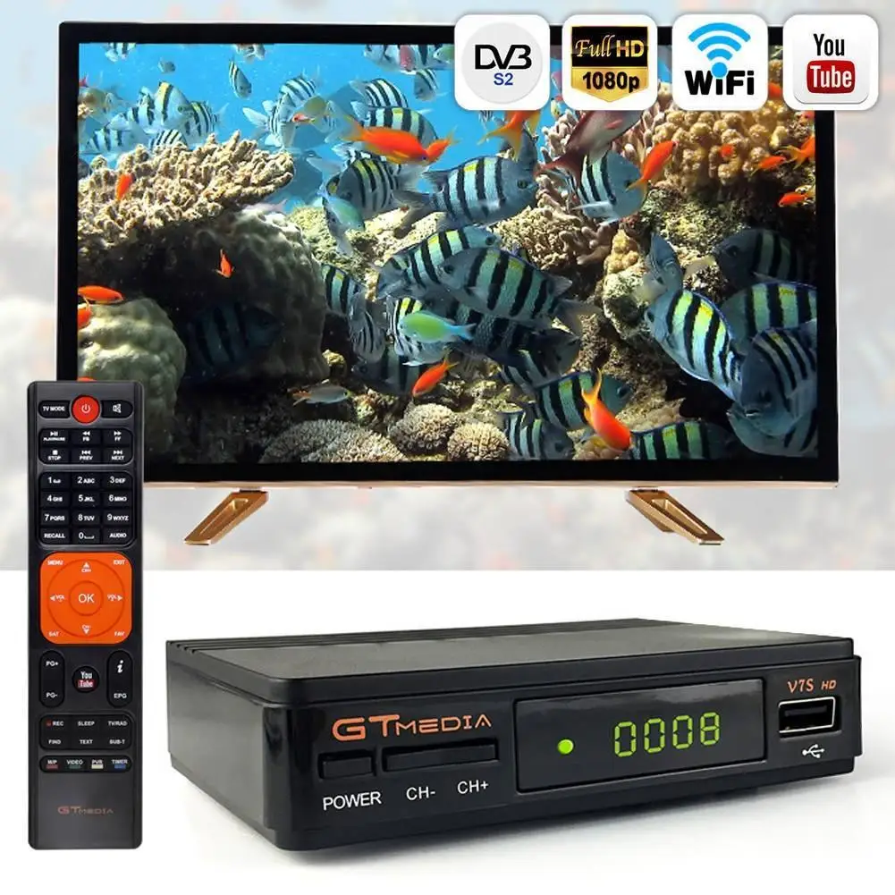 2019 беспроводной спутниковый приемник цифровая коробка Freesat/Gt медиа V7S HD fta dvb S2 V7HD