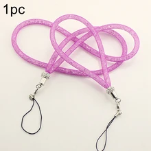 Цветной блестящий кулон, шнур, держатель для бейджа, модный красивый со стразами, ремешок для телефона, для шеи, ключей, сетка, длинный ремешок, цепочка, нейлон, бриллиант