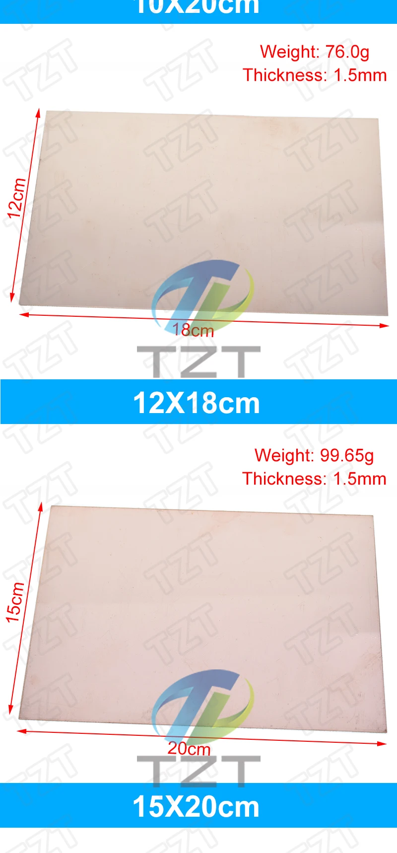 TZT 5x7 7x10 10x15 10x20 15x20 12x18cm Einseitige Kupferkaschierte Platte DIY-Kit – Detail 6
