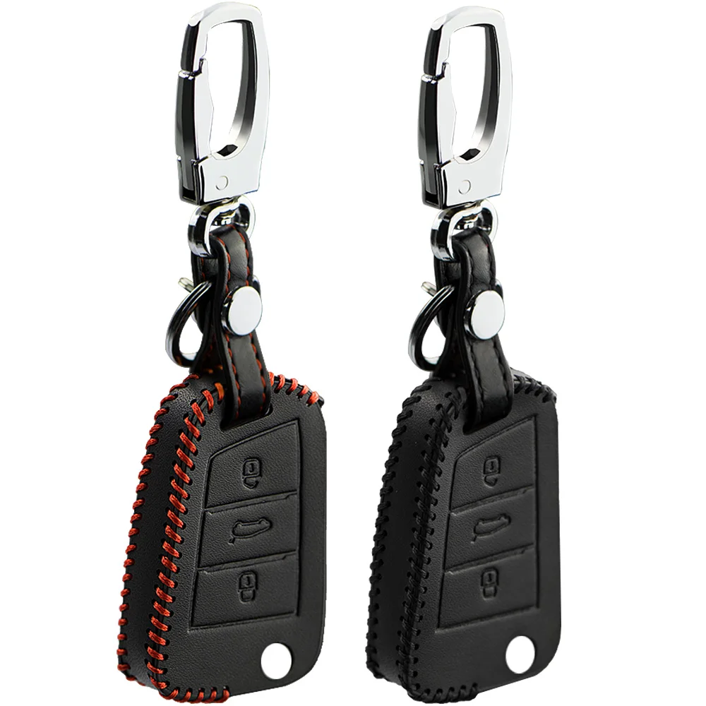 Кожаный чехол с дистанционным управлением для автомобильного ключа VW Tiguan Caddy Golf