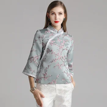 

The New autumn flower coat Retro Plum blossom Indie Folk style splice Lace elegant Jacquard women's coat S-2XL