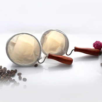 

Reusable Coffee Filter Bag with Stainless Steel Handle Flannel Cloth Coffee and Tea Tools Pot Mesh Basket Tools Dropping