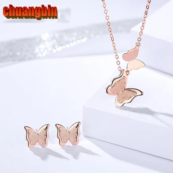 

Real Pure S925 sterling silver set ladies 2020 butterfly necklace gift zircon jap-korean fashion small fresh jewelry