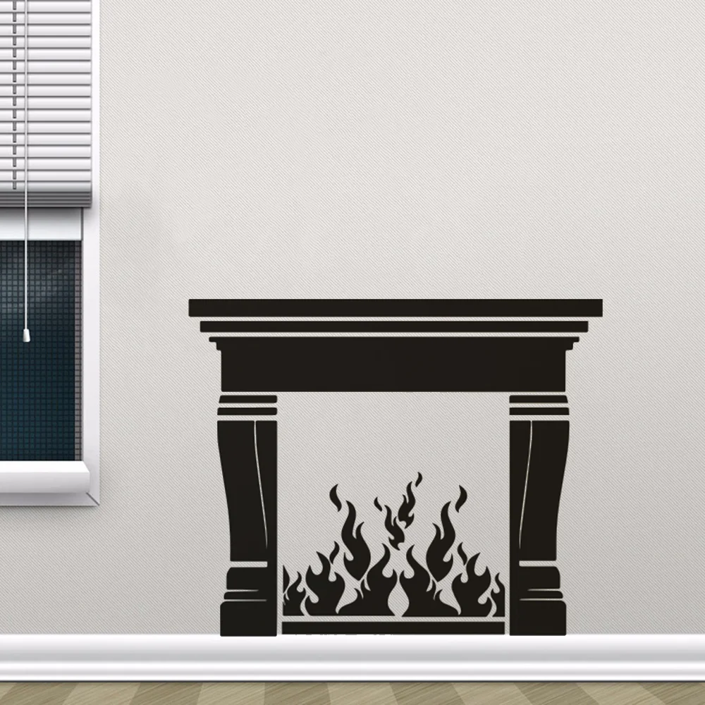 

Fireplace Vinyl Wall Sticker Home Living Room Décor Hot Fire Wall Decals Fireplace Design Pvc Wallpaper Vinyl Home Art