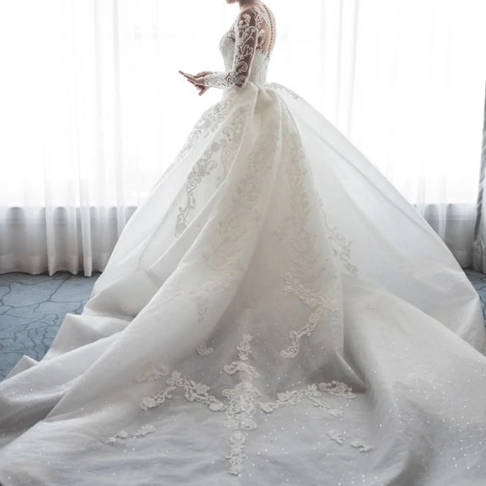 SuperKimJo Robe De Mariage съемные Свадебные платья для невесты Vestido De Novia с кружевной аппликацией элегантное дешевое свадебное платье