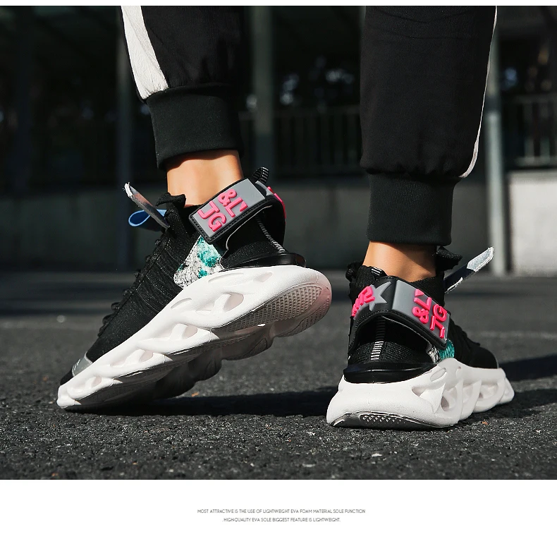 New Men Running Shoes Trend Couple Sneakers Lightweight Comfortable Cushioning Sport Shoes High Elastic Non-slip Wear Shoes35-46