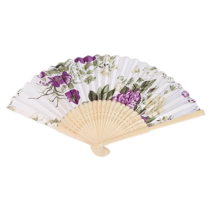 9 Colorful Chinese Bamboo Folding Hand Fan Flower Floral Wedding Dance Party Decor Au08 19 Dropship - Color: 9
