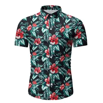 

New Hawaiian shirt 2020 men's plus size shirt men's casual flower printed shirt lapel long-sleeved shirt men's top Kamisa