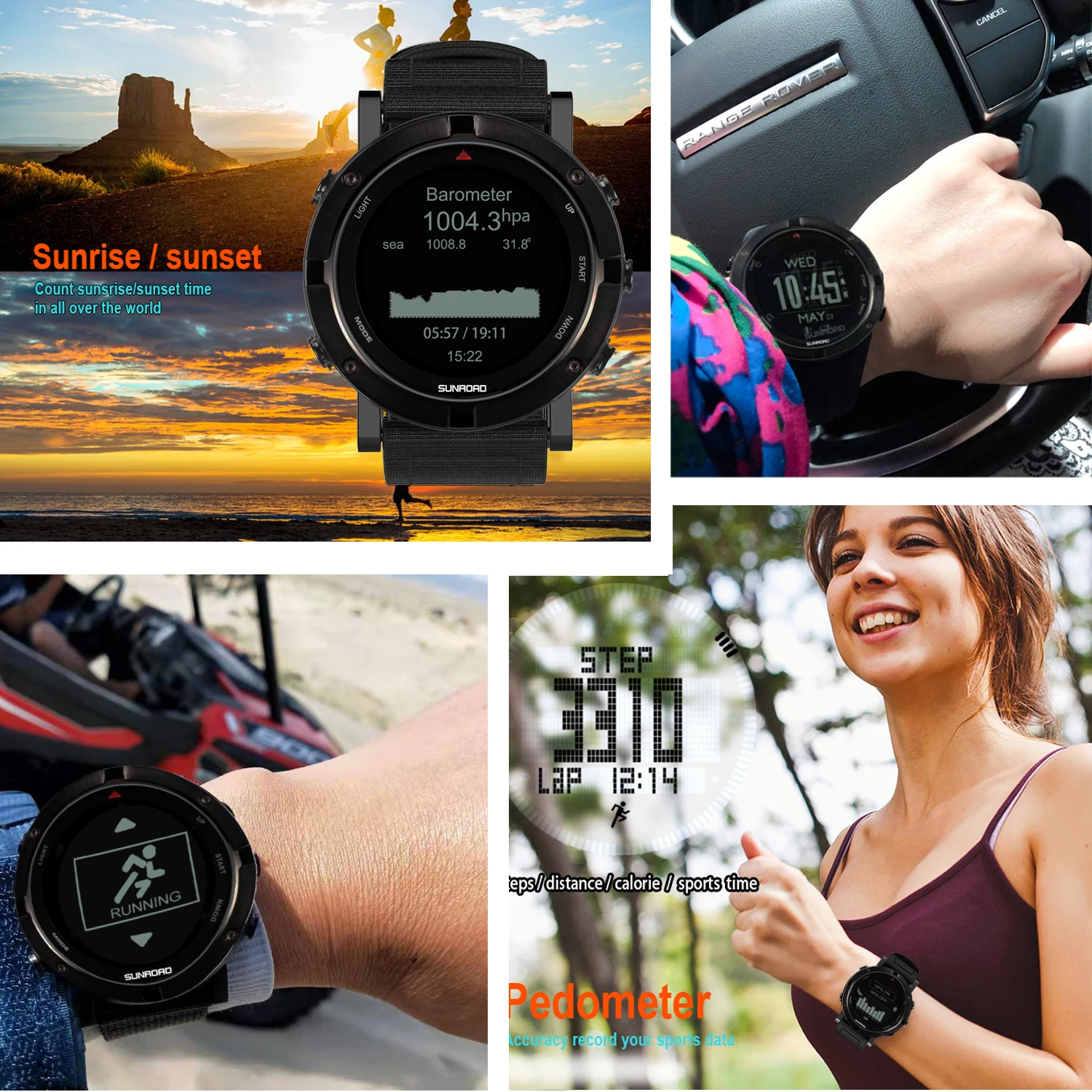 Qualité SUNROAD Smart GPS Fréquence Cardiaque Altimètre Sports De