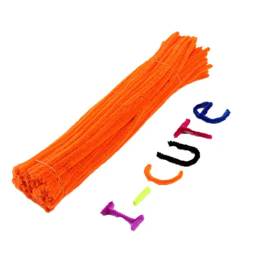 100 шт 30 см синель стебли трубы Очистители дети плюшевая обучающая игрушка красочные трубы очиститель игрушки ручная работа, сделай сам, ремесло поставки - Цвет: Orange red