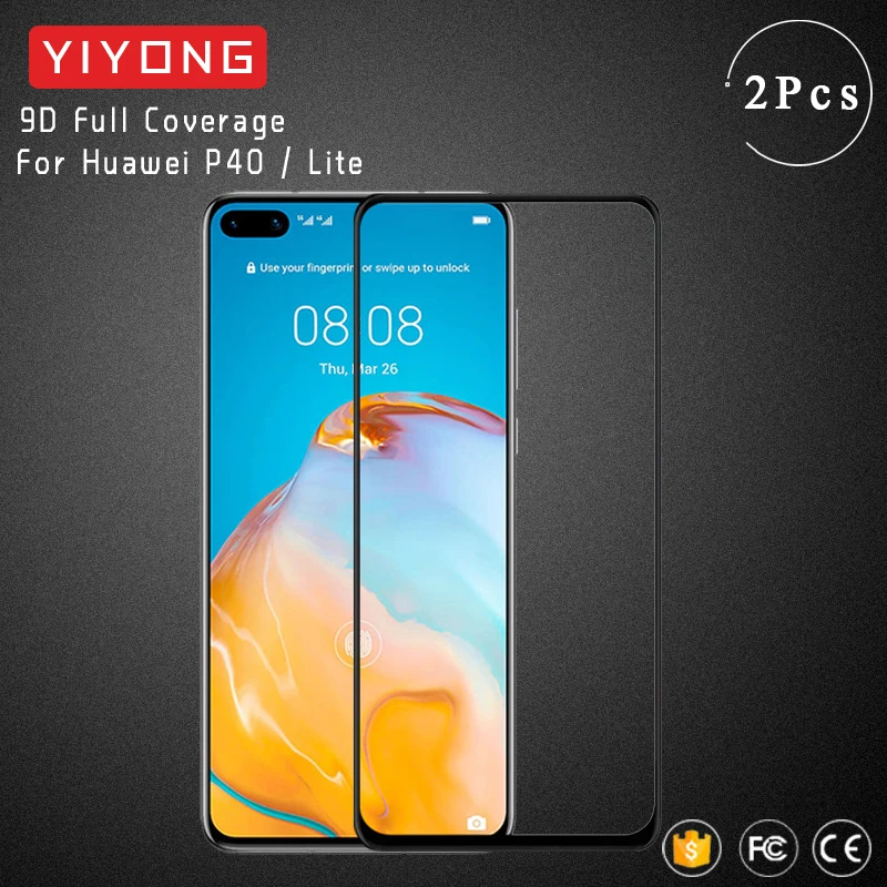 YIYONG 9D Full Glue Cover Glass For Huawei P40 Lite E 5G P30 P20 Pro Tempered Screen Protector | Мобильные телефоны и