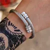 Hip Hop Stainless Steel Men Bangle Bracelet Titanium Adjustable Open Cuff Charm Bangle Jewelry Pulseras Ombre Punk Jewelry 3