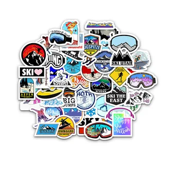 

50pcs Ski Snowboard Sticker Snow Adventure Enthusiast Outdoor Sports Ski Goggles Helmet Decoration Waterproof Laptop Sticker