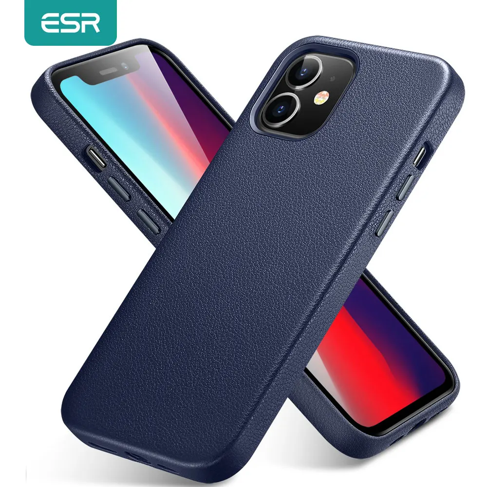 ESR for iPhone 12 Case Genuine Leather Back Cover for iPhone 12 mini 12 Pro Max Soft Phone Case for iPhone 12 Pro Luxury Funda