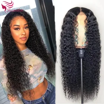 

Deep Wave Lace Black Wigs Type T Transparent Lace Front Wigs For Women Brazilian Remy Hair