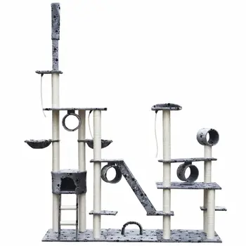 

Cat Tree Deluxe 90" - 102" Dark Blue Plush Cat Scratchers Cat Gym Multi-level Fully Functional Play Cente Big Luxury Household