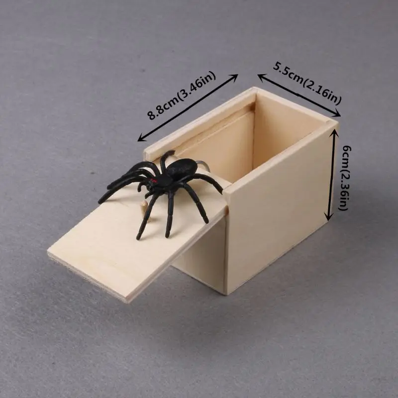 Новинка Веселая страшная коробка паук шалость деревянный Scarybox шутка кляп игрушка нет слова случайный цвет