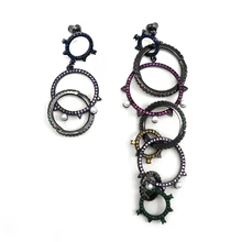 

Handmade Multicolor Circle pearl Tassel Long Earring For Women Wedding Party Fashion Cubic Zircon Indian Dubai Bridal Jewelry