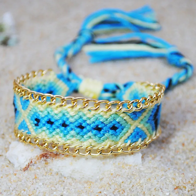 Boho paint красочные Каури Seashell цепи звено границы ручной работы браслет для женщин Femme Восточной Европы Стиль Ювелирные изделия с кистями группа
