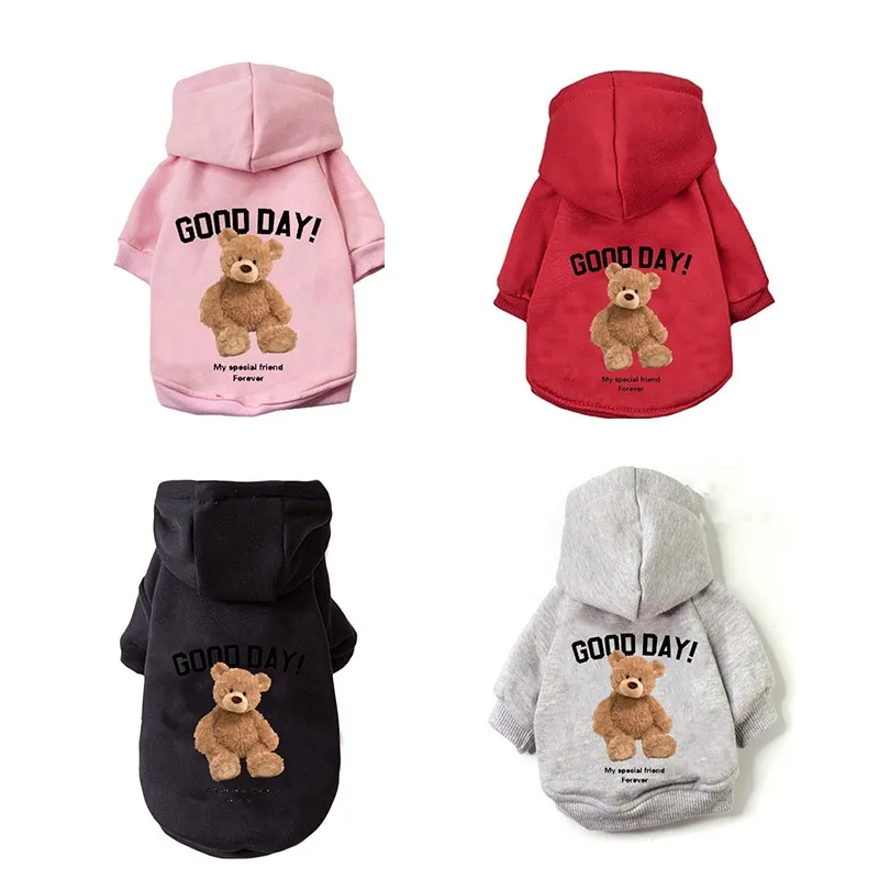 Cute Bear Dog Clothes Winter Pet Clothes Warm Dog Pullover Hoodie For Small Dogs Chihuahua Cartoon Puppy Cat Clothing pet clothes