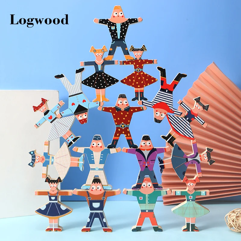 

Wooden Multiplayer Cartoon Hercules Building Blocks Montessori Toys Parent-child Stacking High Game Balance Building Blocks toy