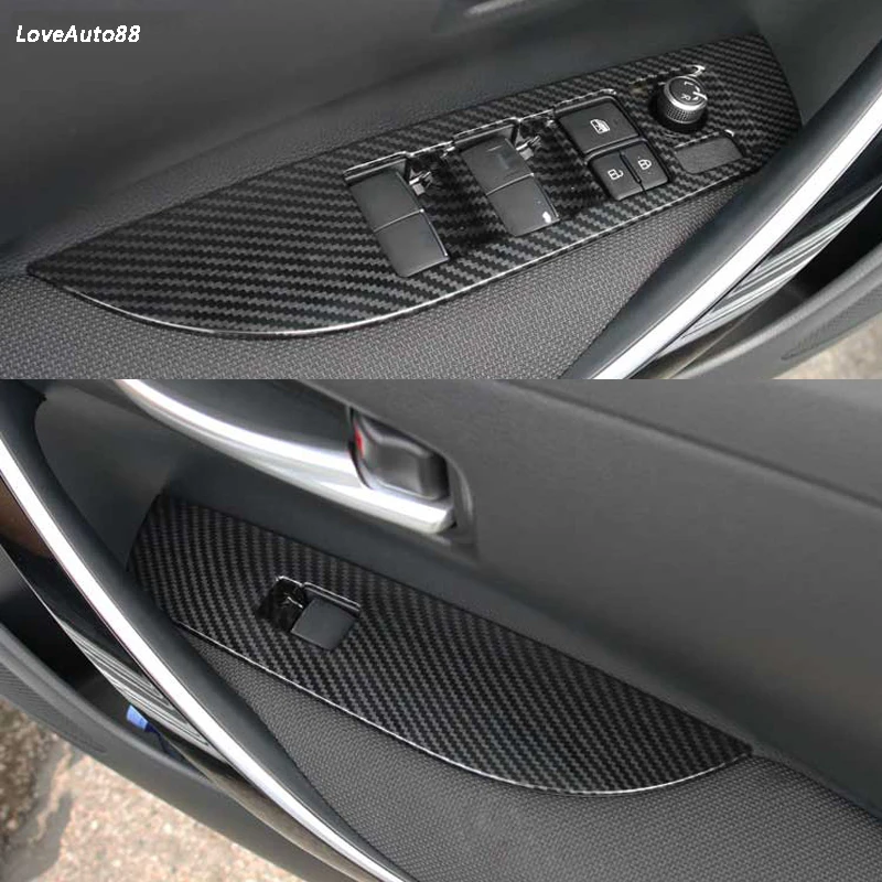 

Door Window Lift Switch Button Cover Trim Panel Car Carbon Fiber Trim Sticker For Toyota Corolla 2016 2017 2018 Car Accessories