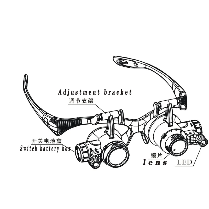 Головная ремонтная Лупа 10X двойное освещение для глаз светодиодный светильник шлем Тип печатная плата часы прецизионный инструмент
