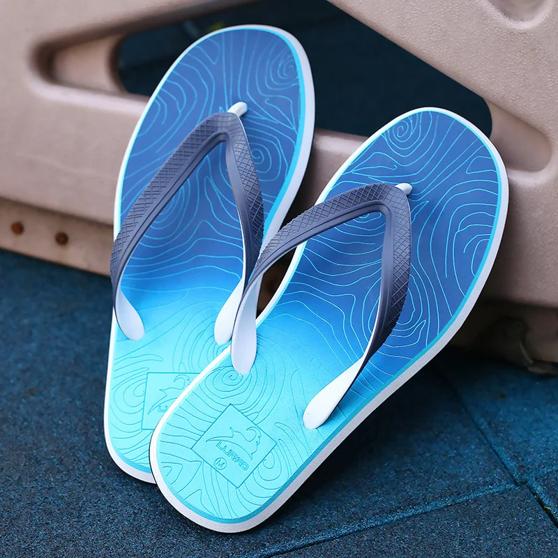 

Luladi Gradient Wood Grain MEN'S Flip-flops Summer Slippers Flip-flop Anti-slip Flat Heel Sandals Sandals Trend