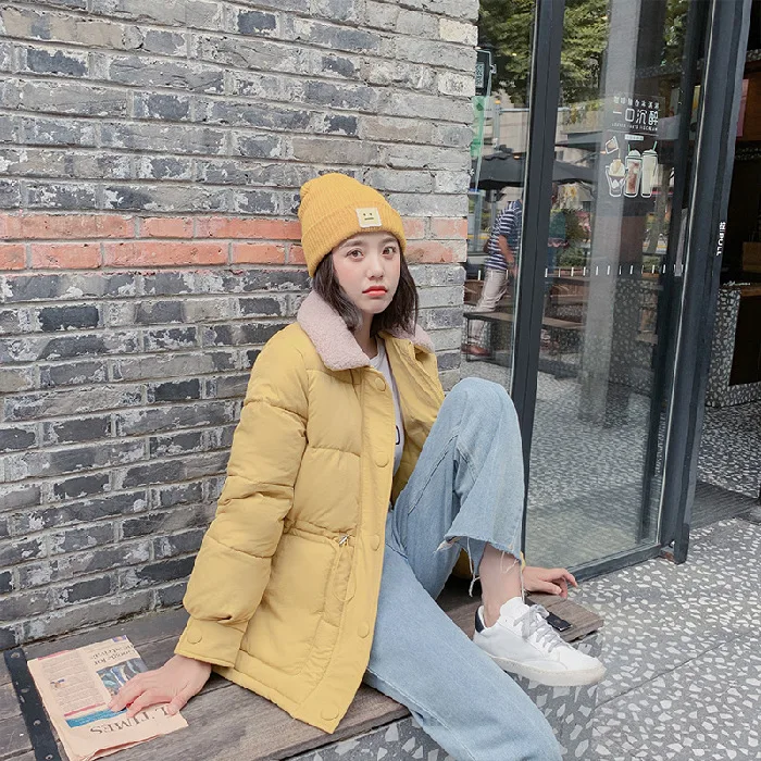 

2019 Autumn & Winter down Jacket Women's Short Loose-Fit Super Fire INS down Coat-Style Lambs Wool Cotton-padded Clothes Online