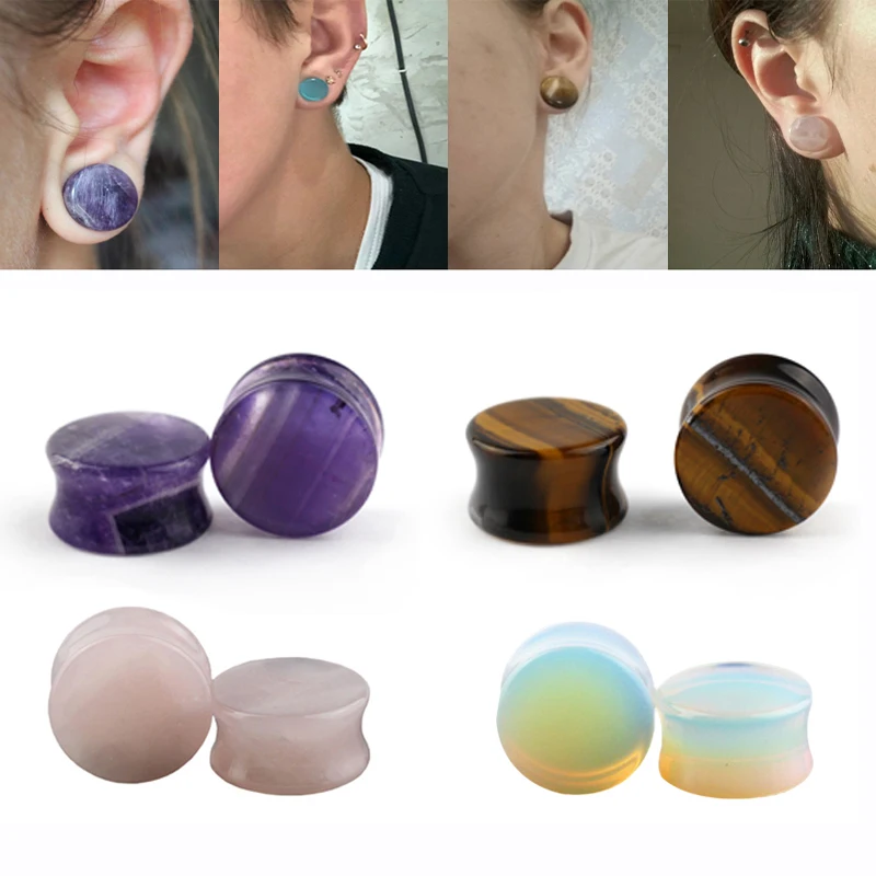 2PCS Stone Ear plugs and tunnels Piercing Gauges Earrings Plug Flesh Expander Stretcher for Men Women Body Jewelry 8-20mm | Украшения и