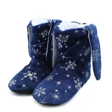 Helisopus/Новинка года; Домашние плюшевые теплые носки-тапочки со снежинками для женщин; зимние хлопковые тапочки; мягкие милые забавные рождественские носки