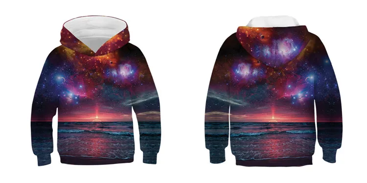 Spring Autumn Boys Girls Hoodies Space Galaxy 3D Print Sweatshirt Kids Tops Casual Children Loose Hoody Tracksuit