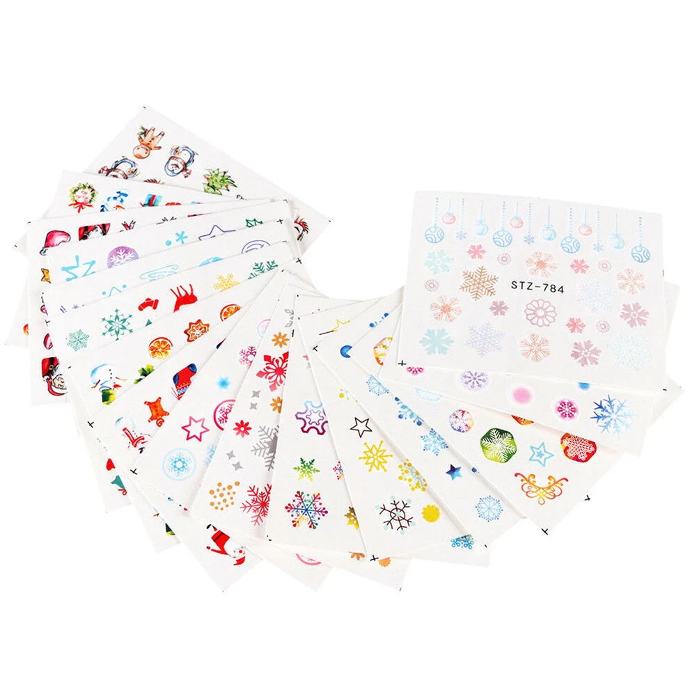 30 листов красочные самоклеющиеся DIY модные маникюрные наклейки для дизайна ногтей украшения зимние наклейки подарок Рождественский узор снежный цветок