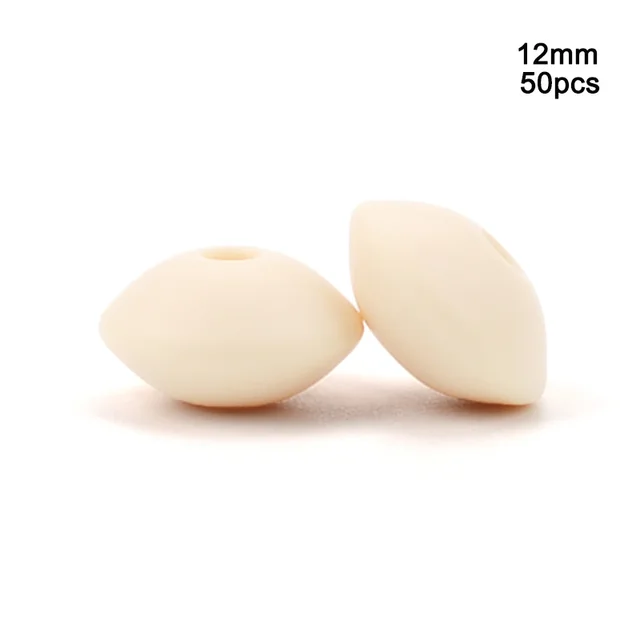 LOFCA 50pcs 12mm Silicone Lentil Beads Baby Teething Beads BPA-Free Food Grade Making Baby Oral Care Pacifier Chain  Accessorise navajowhite