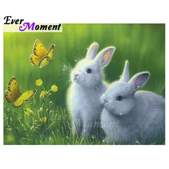

Ever Moment Diamond Painting Artwork With Square Stones Rabbit And Butterfly Gift Decoration House Stuff For Leisure 5L725