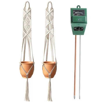 

2 Pcs Plant Flower Pot Net Bag 41 Inch & 2 Pcs Soil Moisture Measuring Sensor Tester Humidity Hygrometer