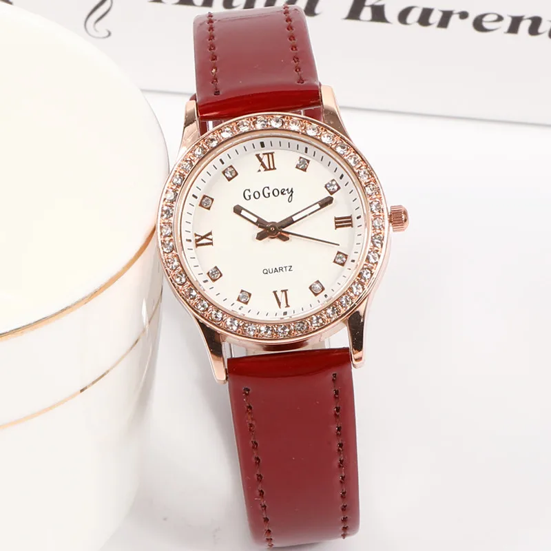 Top Luxury Crystal Small Dial Women Rhinestone Wristwatches Casual Women s Dress Leather Watch Fashion Rose 1