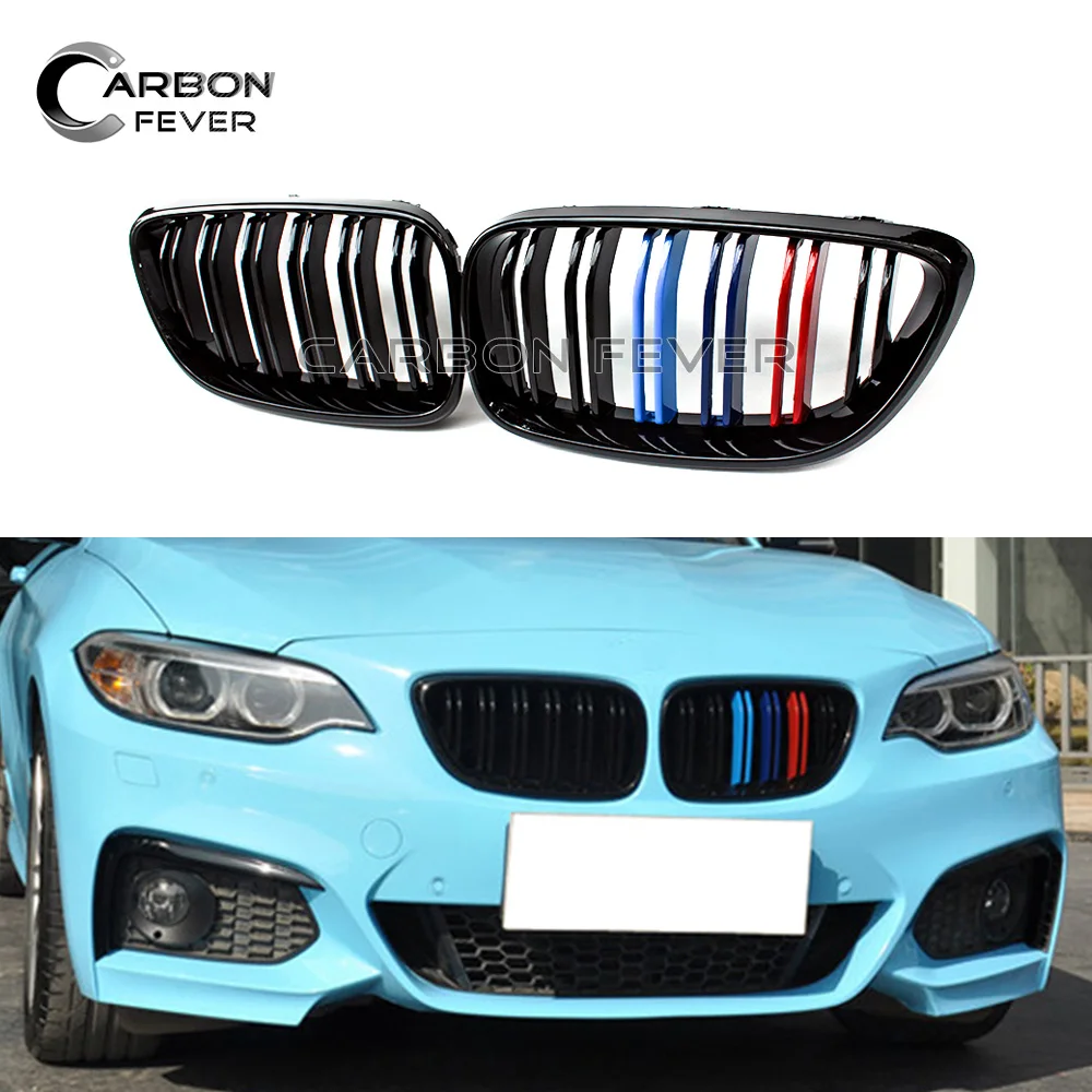 For BMW F22 /F23 F87 M2 Style Red Metallic Shiny Black Front Hood Kidney Grille