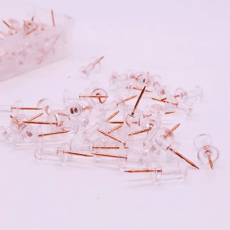 Chinchetas decorativas de Metal para pared, pasadores transparentes de tachuelas para fotos, suministros de papelería, 100 Uds.