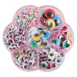 Faux cils auto adhésifs colorés, yeux ondulés, pour bricolage, artisanat, projets, accessoires de poupées, jouets faits main avec boîte 