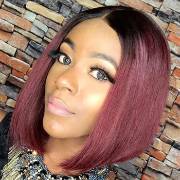 

Burgundy Lace Front Wig Short Bob Straight Human Hair Wigs for Black Women hd full 13x4 Lace Wig Ombre 99J Frontal Red Hair wigs