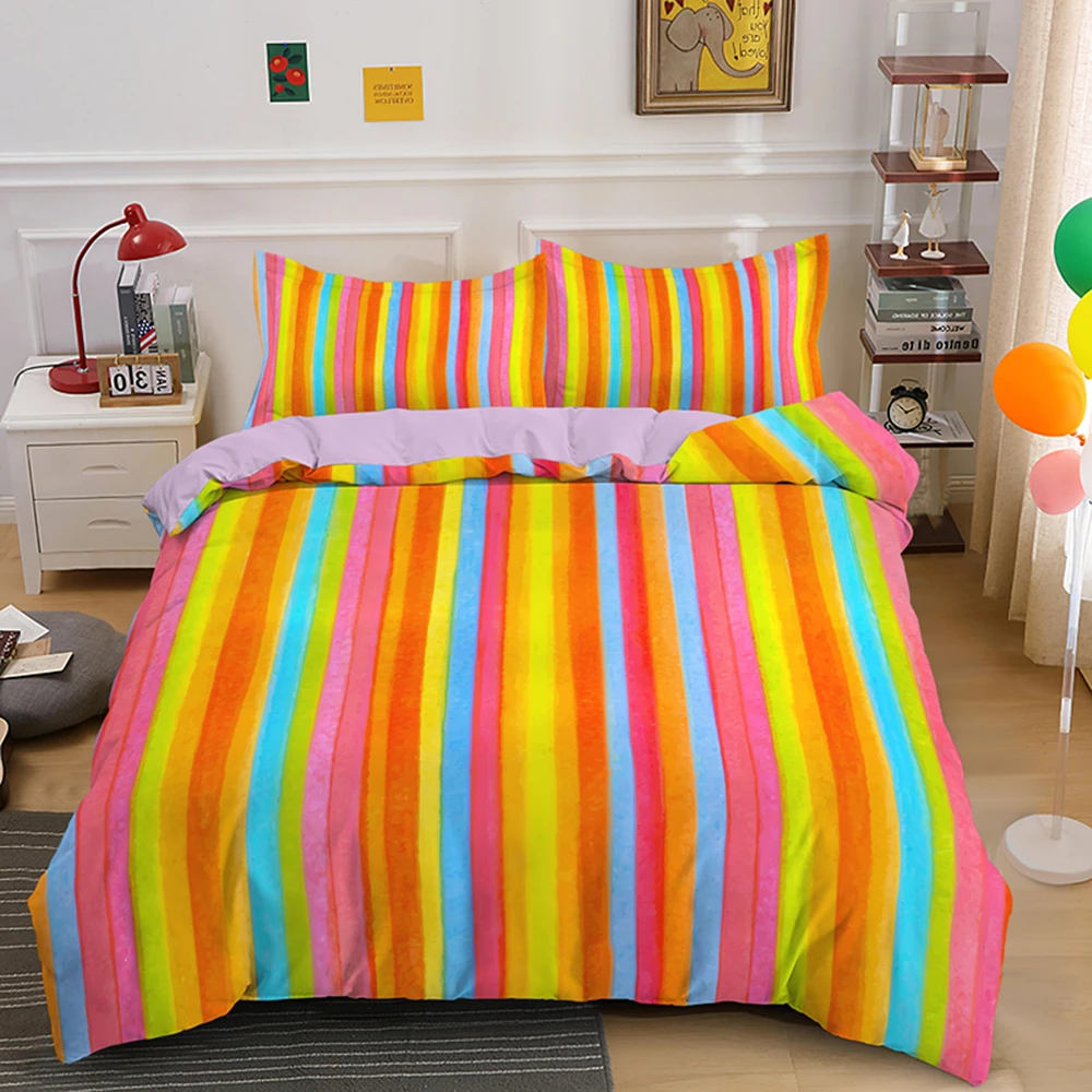 Colorful Rainbow Abstract Bedding Set Queen Duvet Cover For Children Adult Dream Comforter Covers Sets With Pillowcase