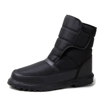 

2020 New Flat heel men boots Tarpaulin Increase Shoes male Round head Solid Color Slip-on fashion winter Botas Hombre Size 40-46