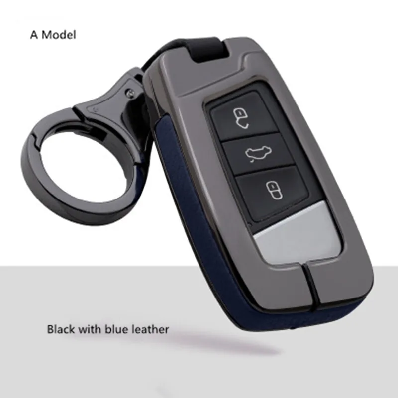 Сплав дистанционного ключа автомобиля Стайлинг Обложка для Volkswagen VW Magotan Passat B8 Skoda A7 Fob кожа Сумка Чехол держатель автомобиля Стайлинг - Название цвета: 3